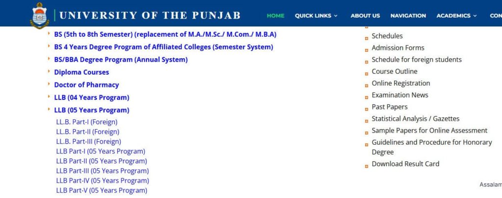 Punjab University LLB Result